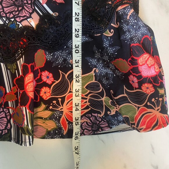 Foxiedox Boston Proper Red Black Lace Floral One Shoulder Mini Dress Size 12 - Picture 13 of 13